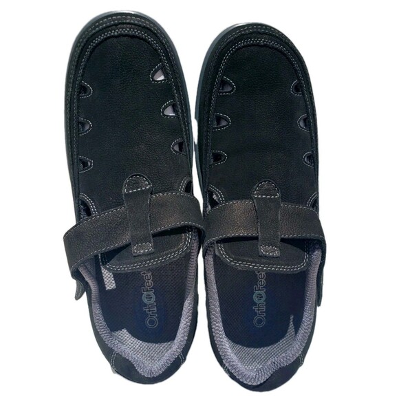 Orthofeet Shoes - Orthofeet Serene T Strap 891  Black Orthopedic Adjustable Comfort Shoes 11EE